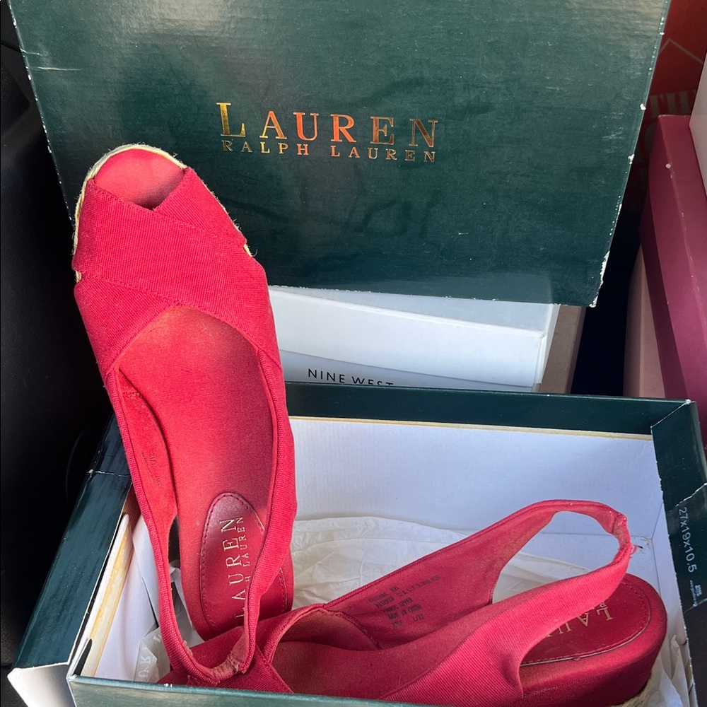 Lauren Ralph Lauren Red Espadrille Wedges